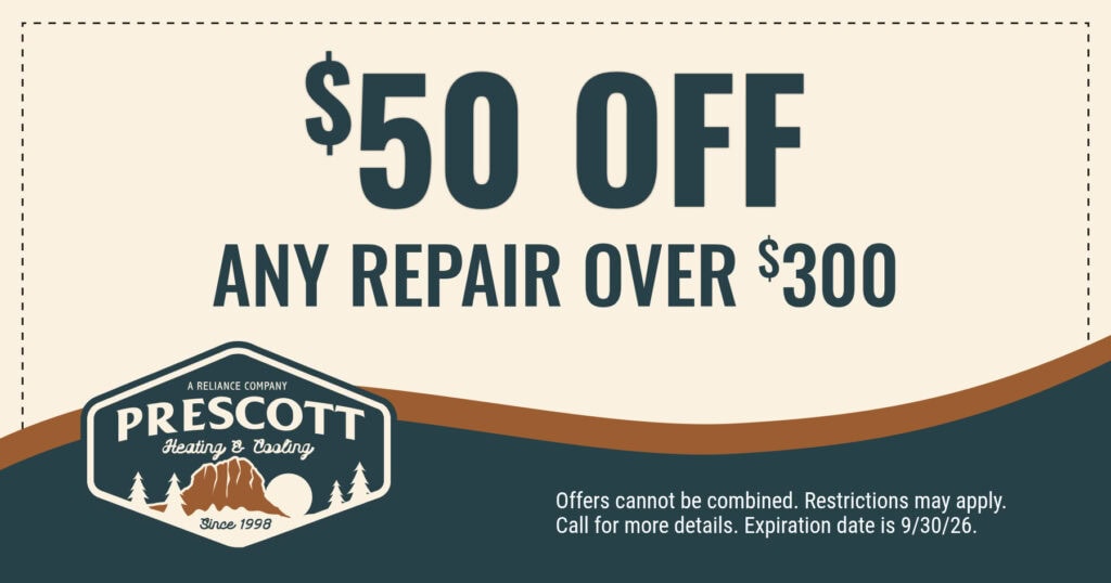$50 off any repair over $300. Offers cannot be combined. Restrictions may apply. Call for more details. Expiration date is 9/30/26.