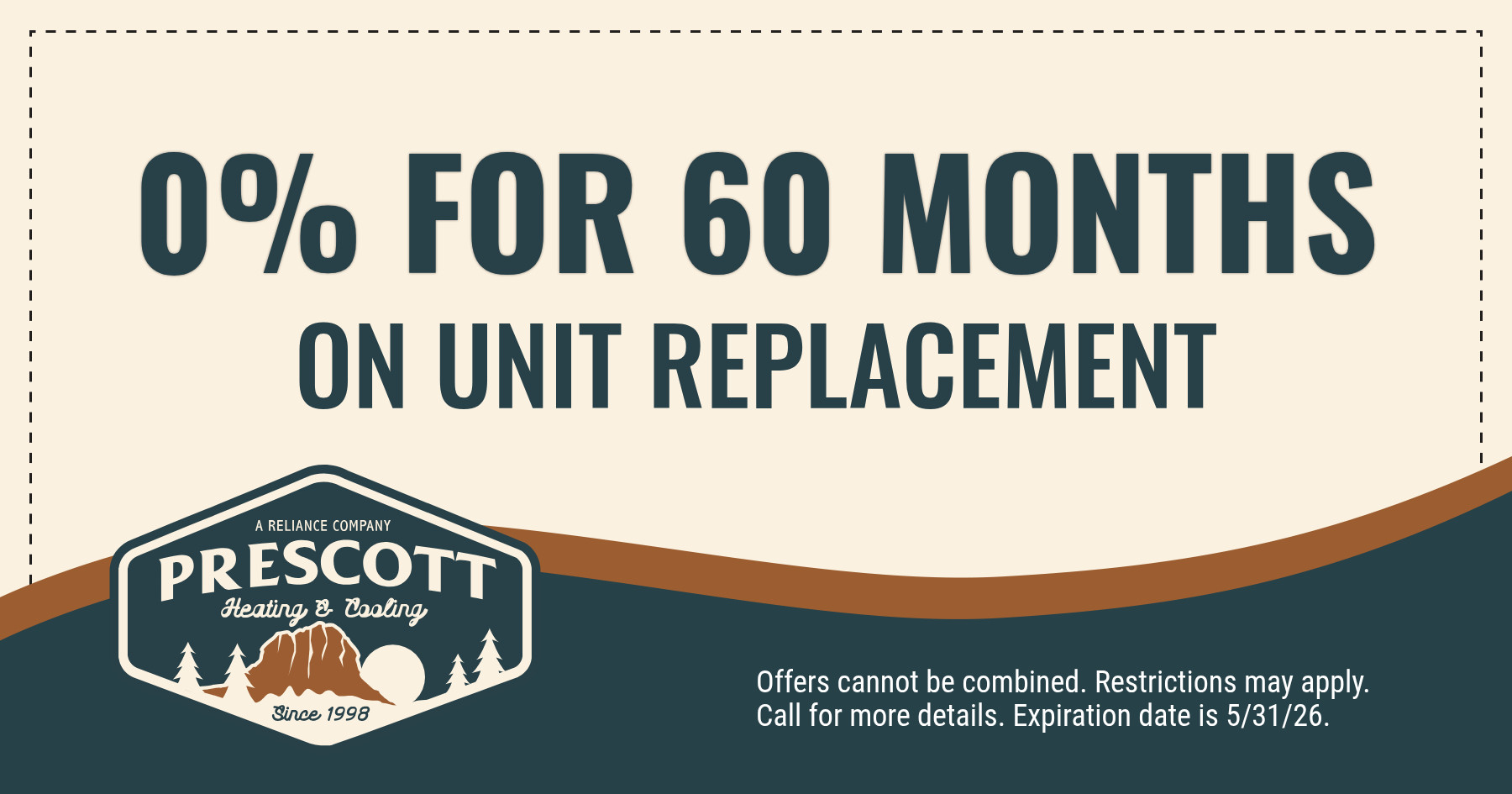 0% for 60 months on unit replacement